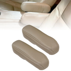 NLQR armrest cover in tan microfiber leather protecting the center console.