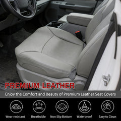 NLQR E driver side bottom perforated seat cover gray seat-area closeup shows breathable surface