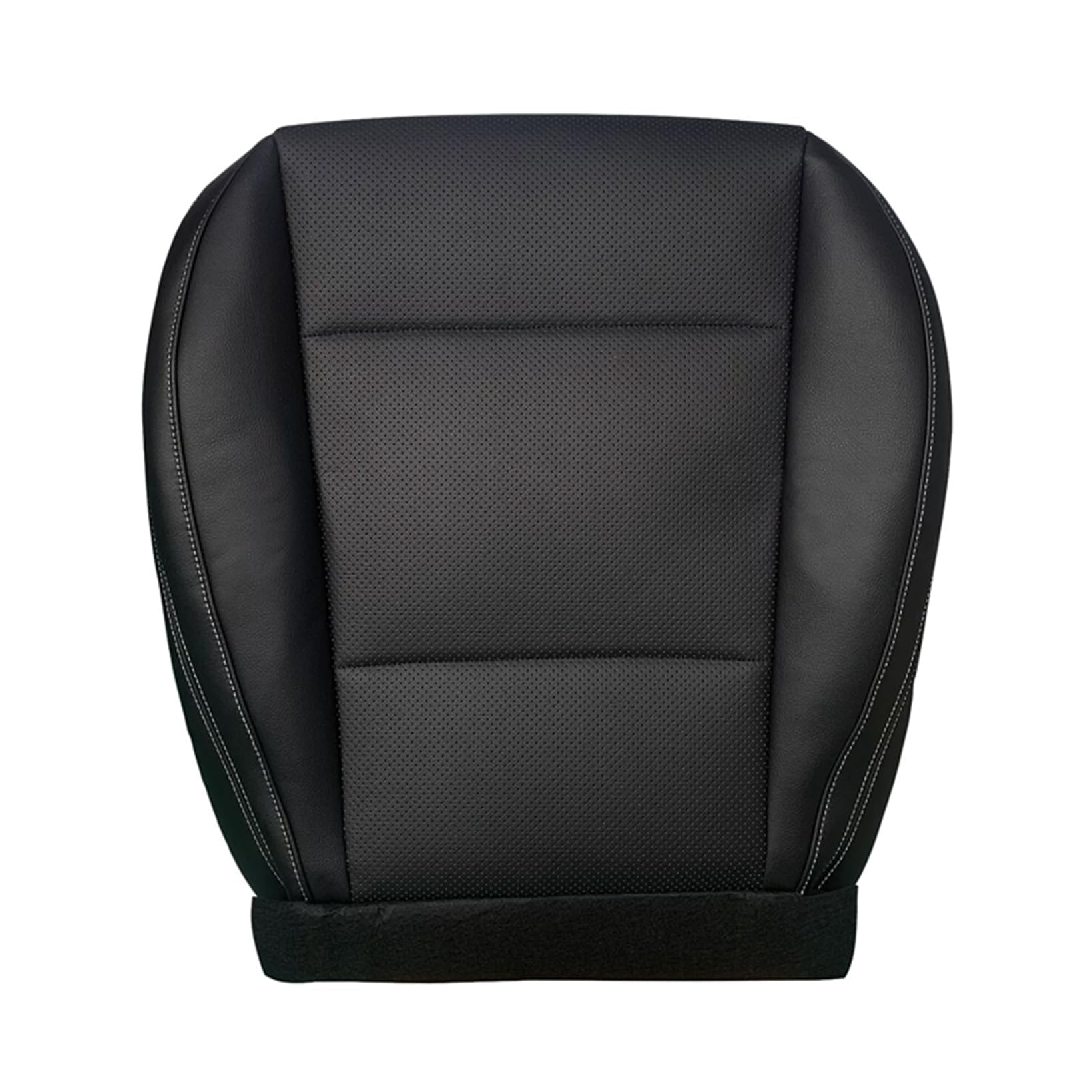 NLQR front driver seat cover close-up of perforated microfiber for breathability.