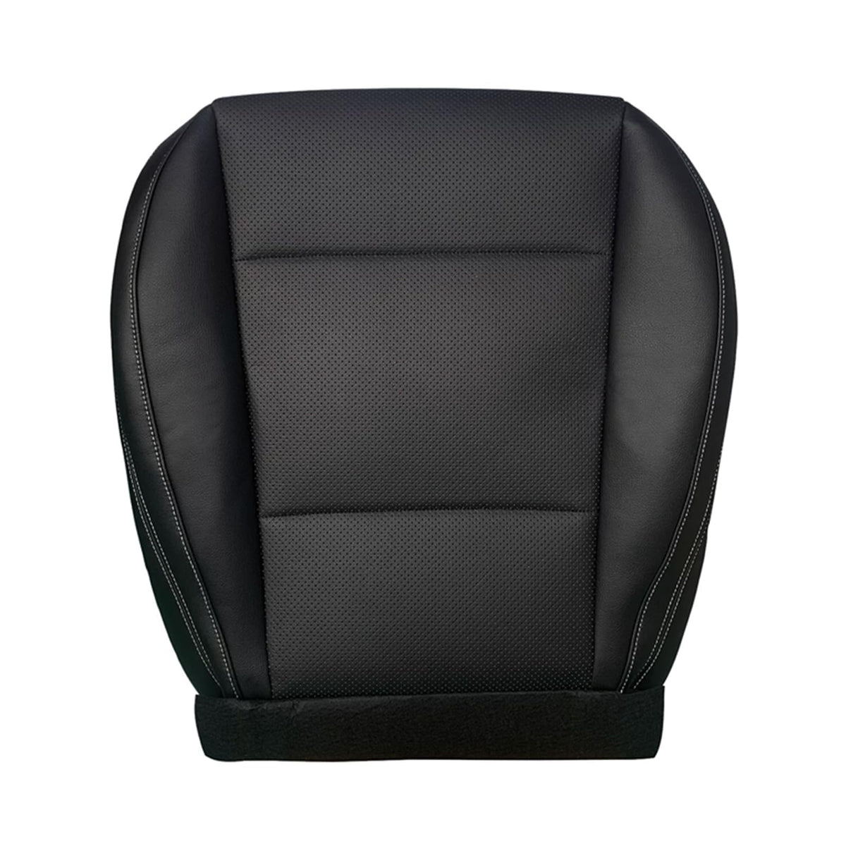 NLQR front driver seat cover close-up of perforated microfiber for breathability.