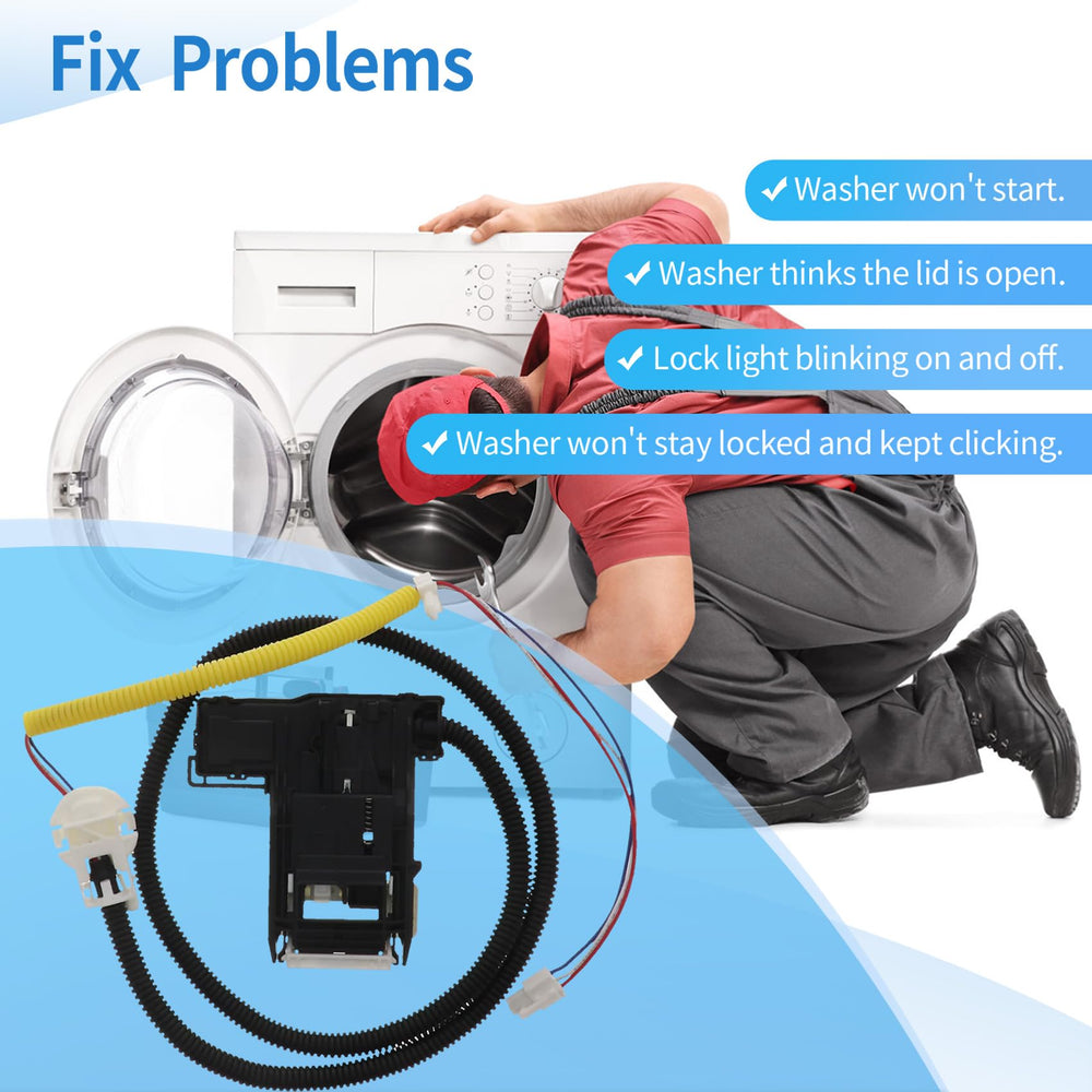 NLZQMBC washer lid lock latch model search tips for compatibility.