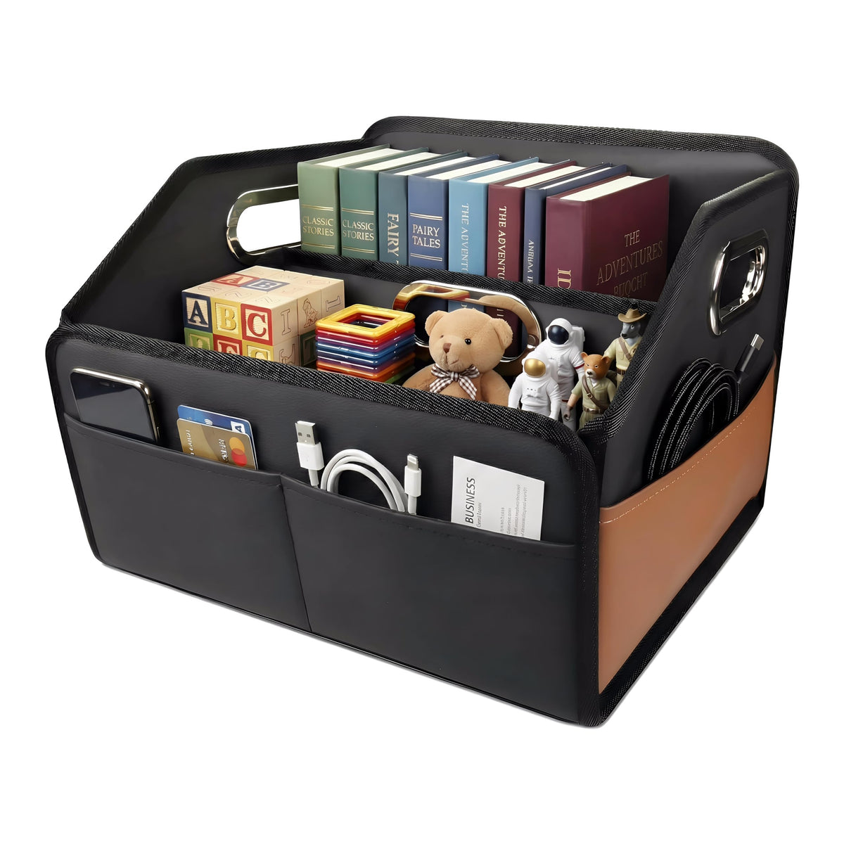 Noaman Car Organizer front-seat leather: durable, waterproof storage for essentials on every drive.