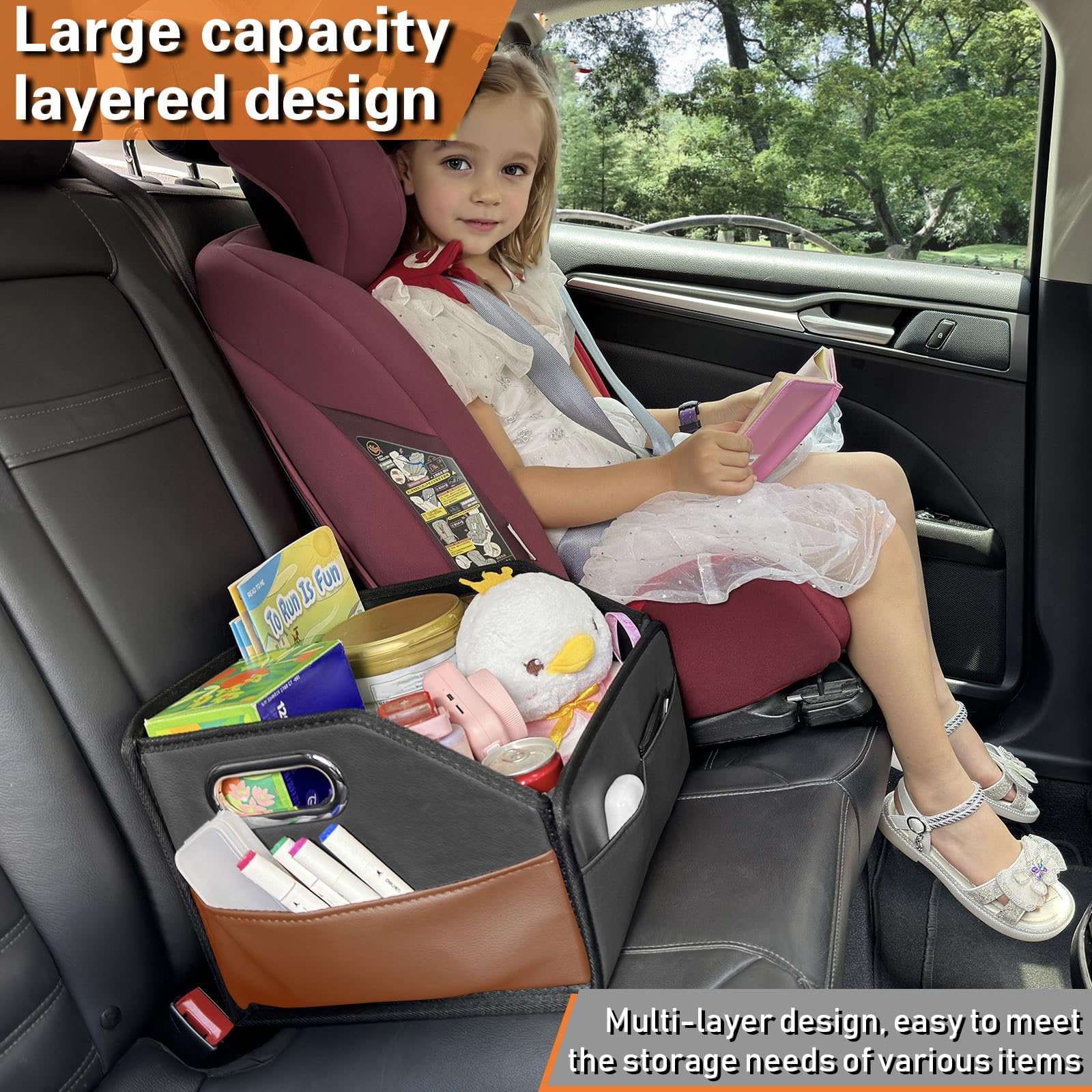 Noaman Car Organizer vehicle compatibility: fits cars, trucks, SUVs for flexible front or back-seat use.