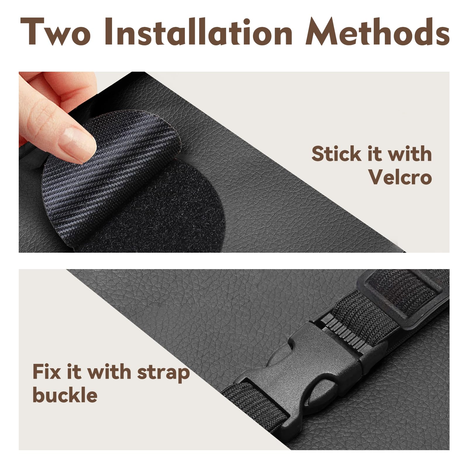 Velcro-secure attachment prevents shifting during vehicle travel.