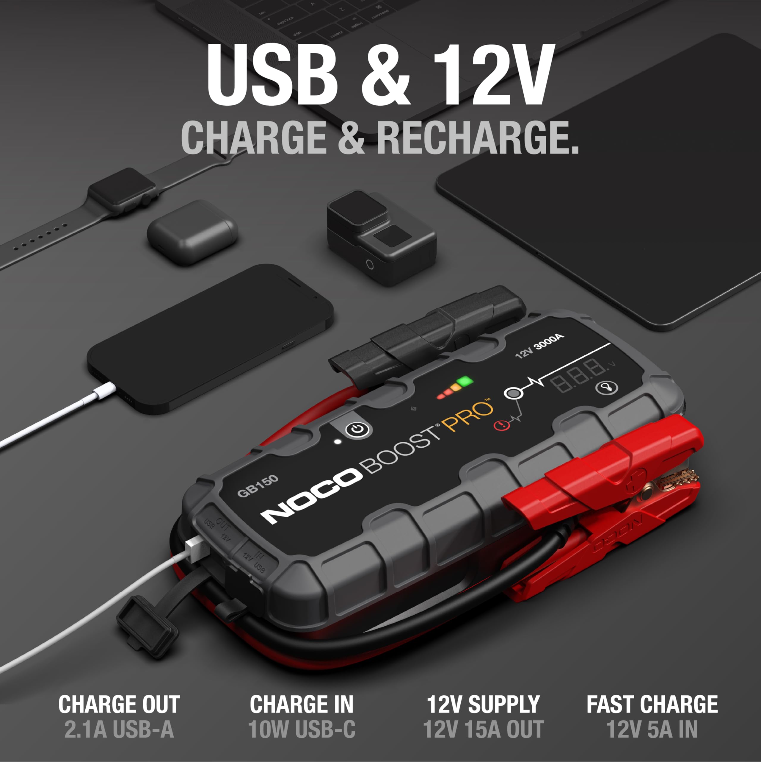 NOCO Boost GB150 jump starting a dead battery with 3000A peak