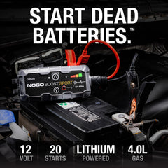 NOCO Boost GB20 clamps enable spark-proof, safe connections to 12V vehicles.