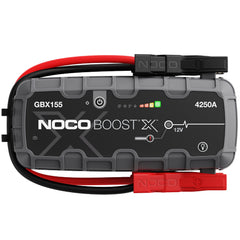 NOCO Boost X GBX155 front view highlighting its compact, rugged form for easy handling