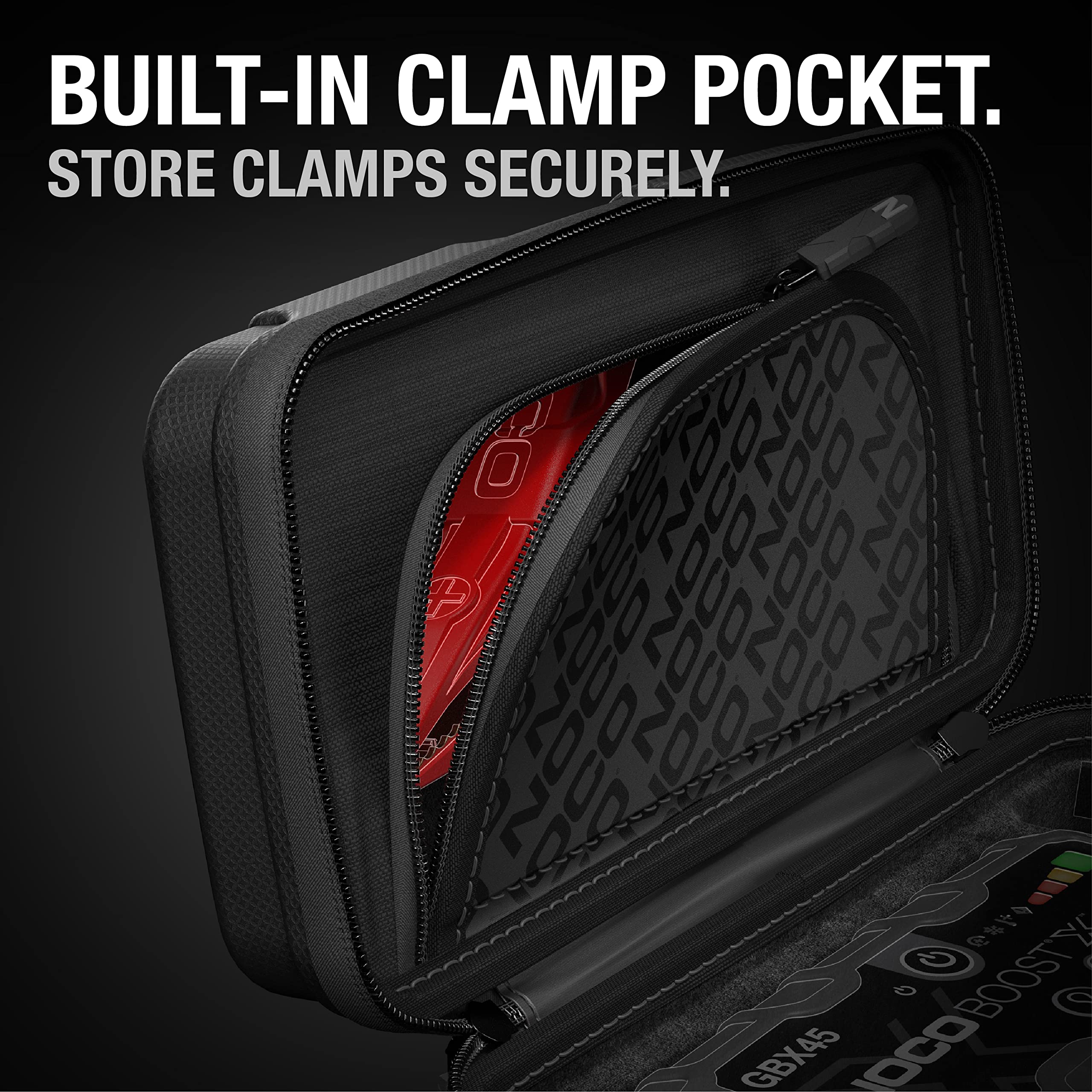 NOCO GBC101 zipper and reinforced handle simplify secure closure and transport.