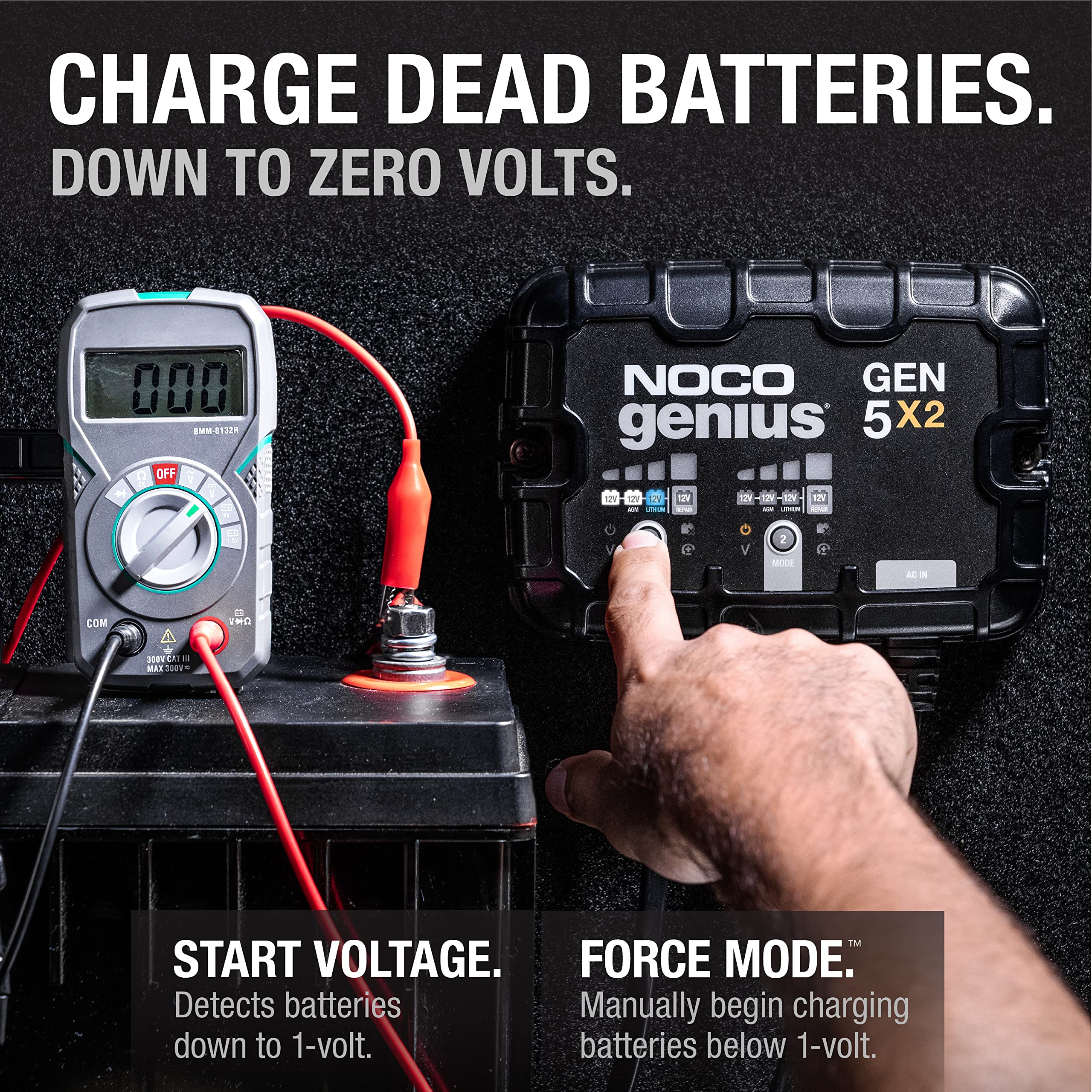 NOCO GEN5X2 force mode enabling recovery of deeply discharged batteries