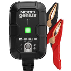 NOCO GENIUS1 front view with compact design for easy storage and use.