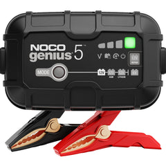 NOCO GENIUS5 front view of the compact charger showing accessible ports and setup ease