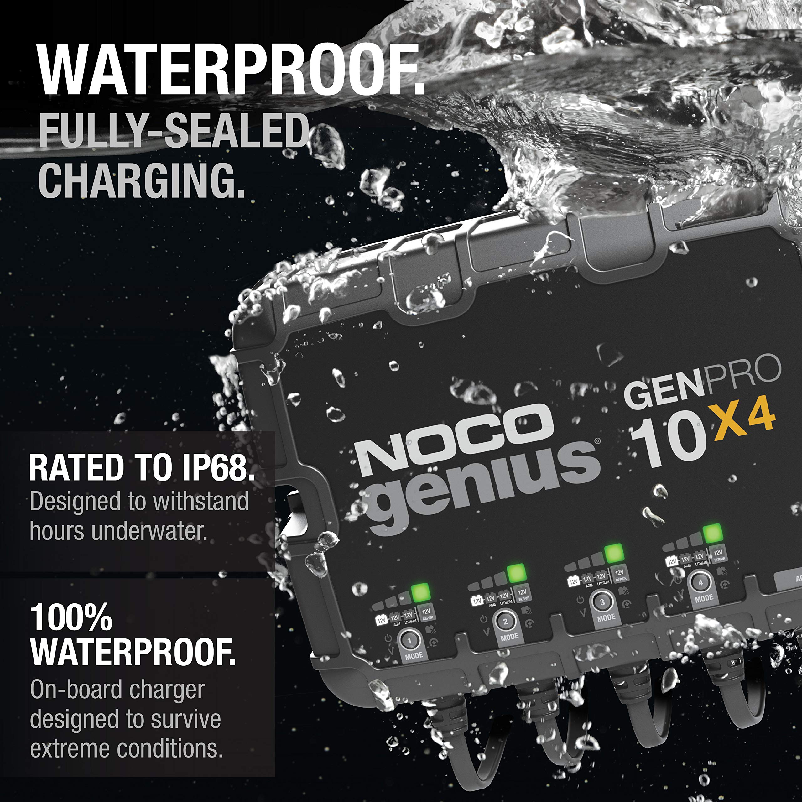 NOCO GenPro10X4 with DC cables included, ready to connect.