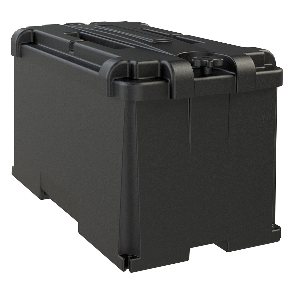 NOCO HM408 front view highlighting rugged enclosure for 4D batteries, ideal for boats and RVs.