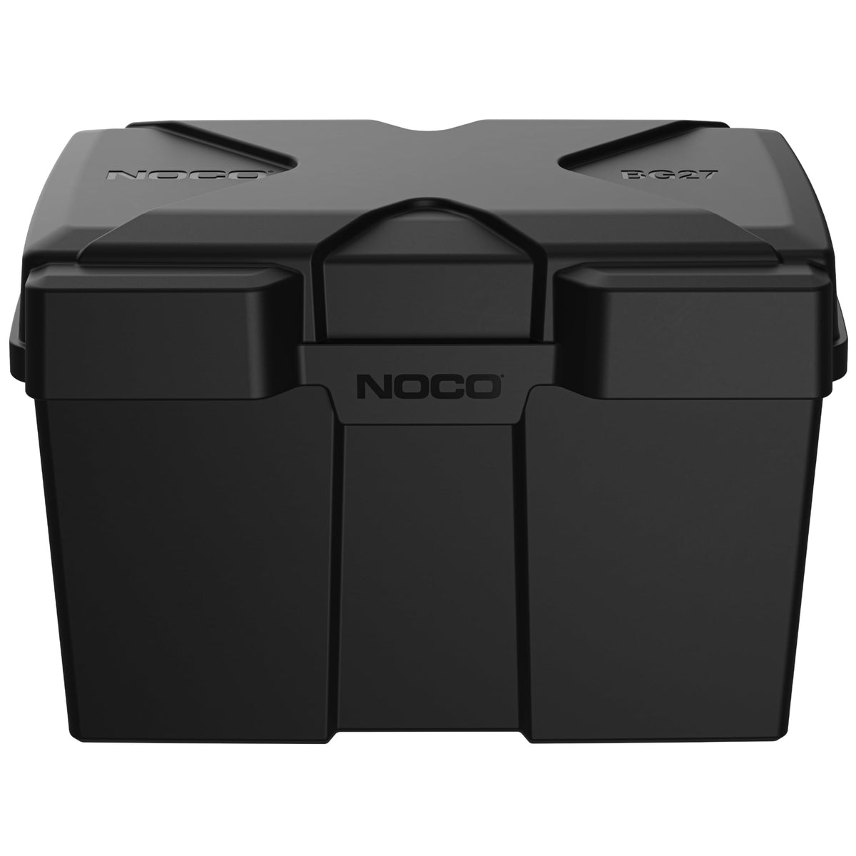 NOCO Snap-Top BG27 front view showing rugged enclosure protecting Group 27 batteries