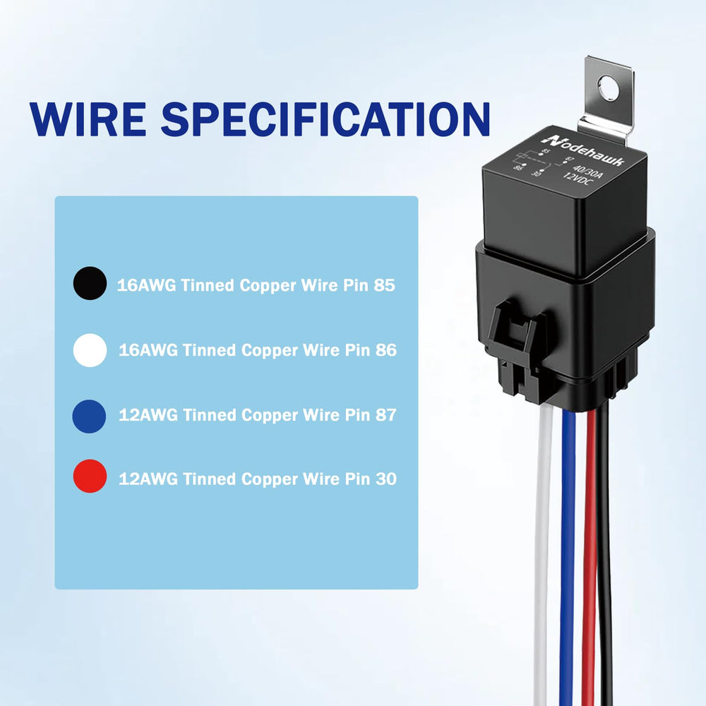 Nodehawk automotive relay installation closeup highlights simple wiring and secure connections.