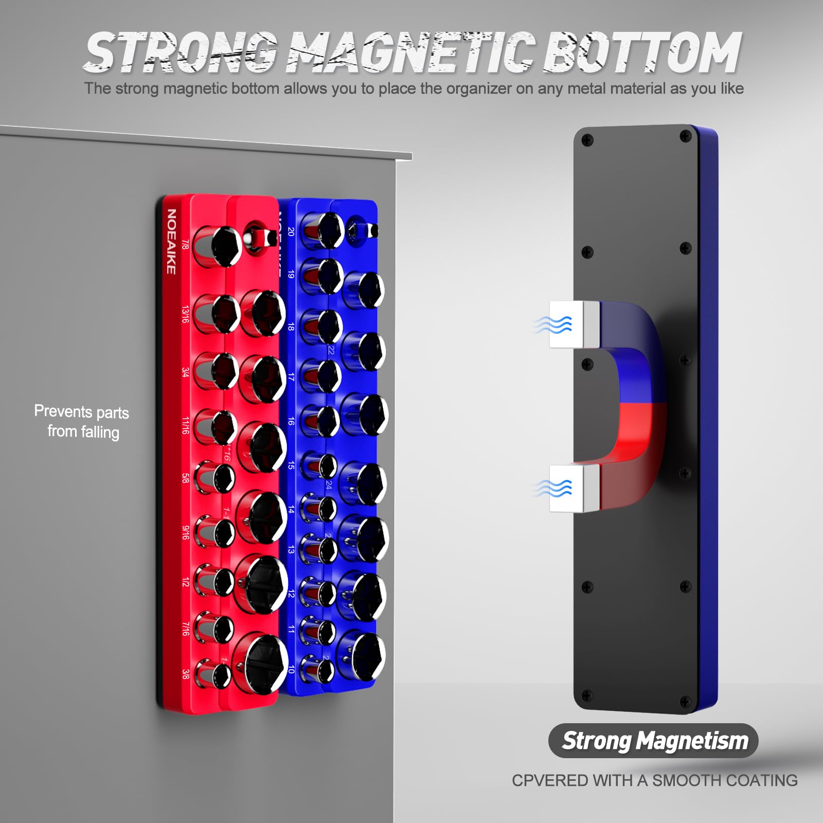 NOEAIKE strong magnetic base secures trays to metal surfaces during repairs