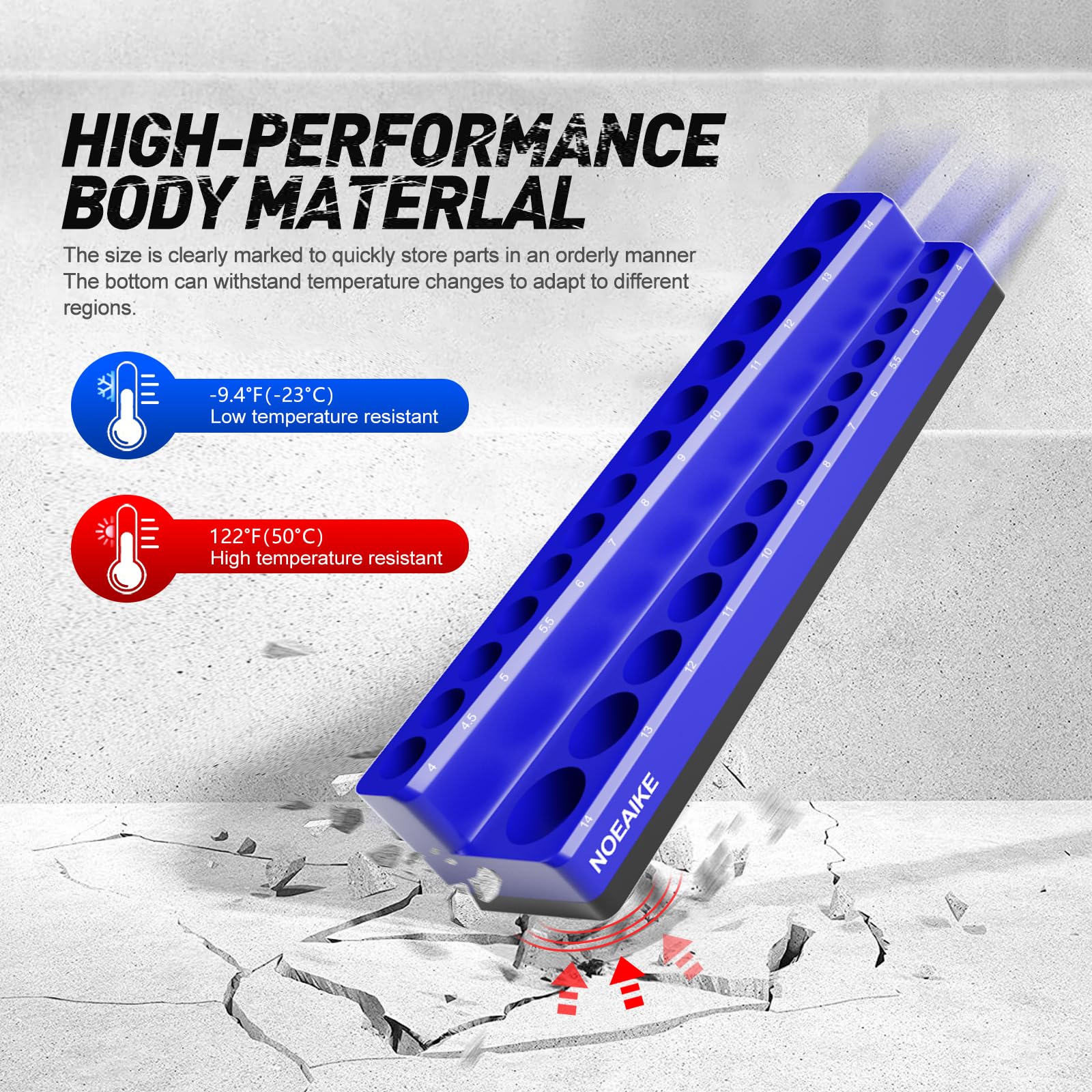 NOEAIKE standard and deep sockets fit neatly in dedicated trays.