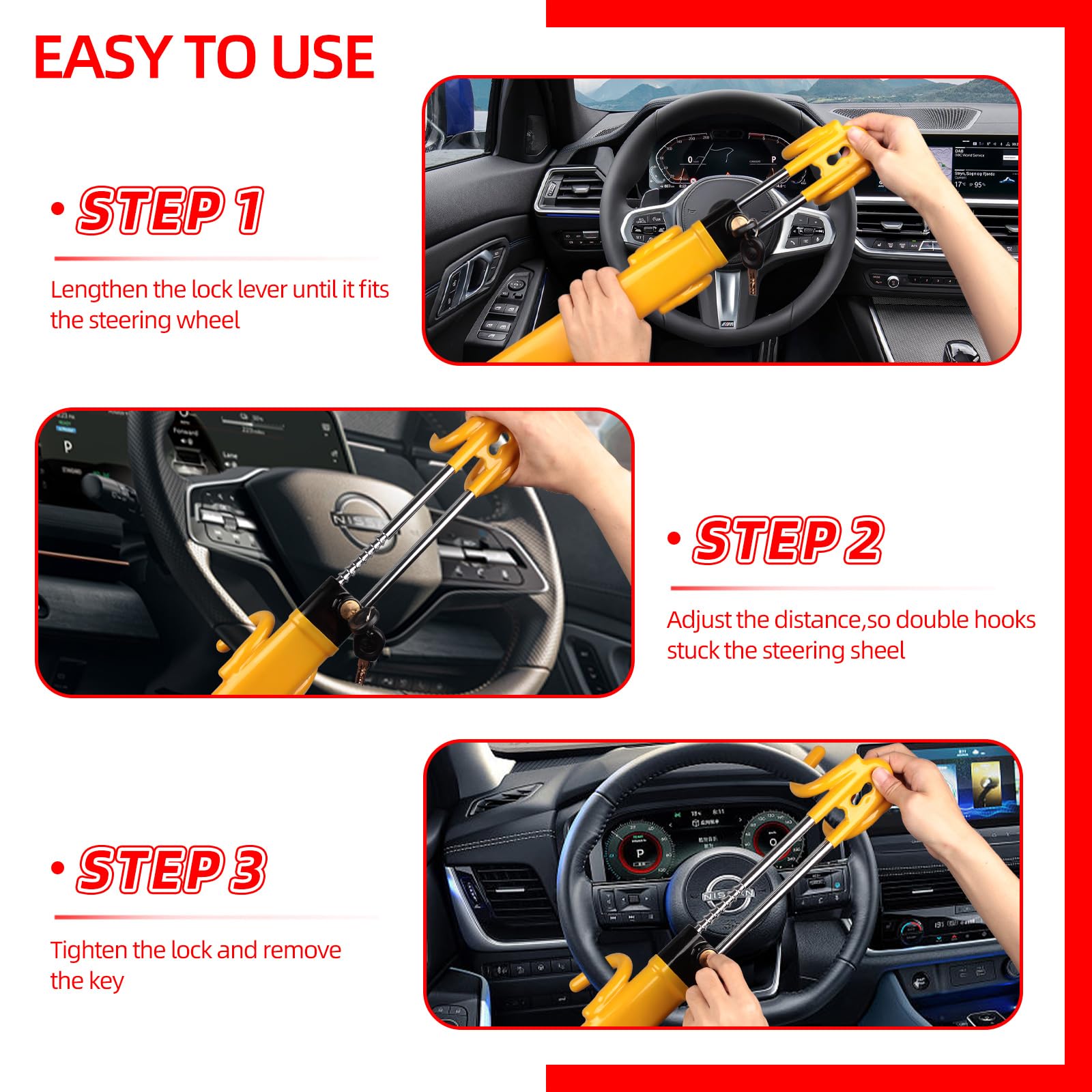 Two keys provide quick locking and convenient unlocking