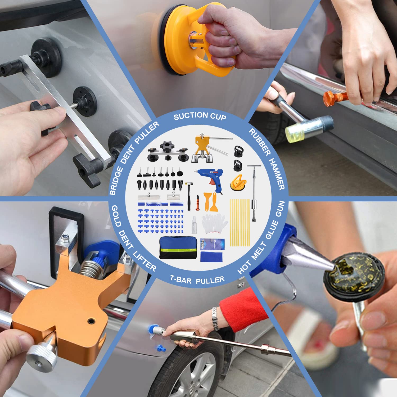Noenoough T-bar dent puller provides stable control for deep dents