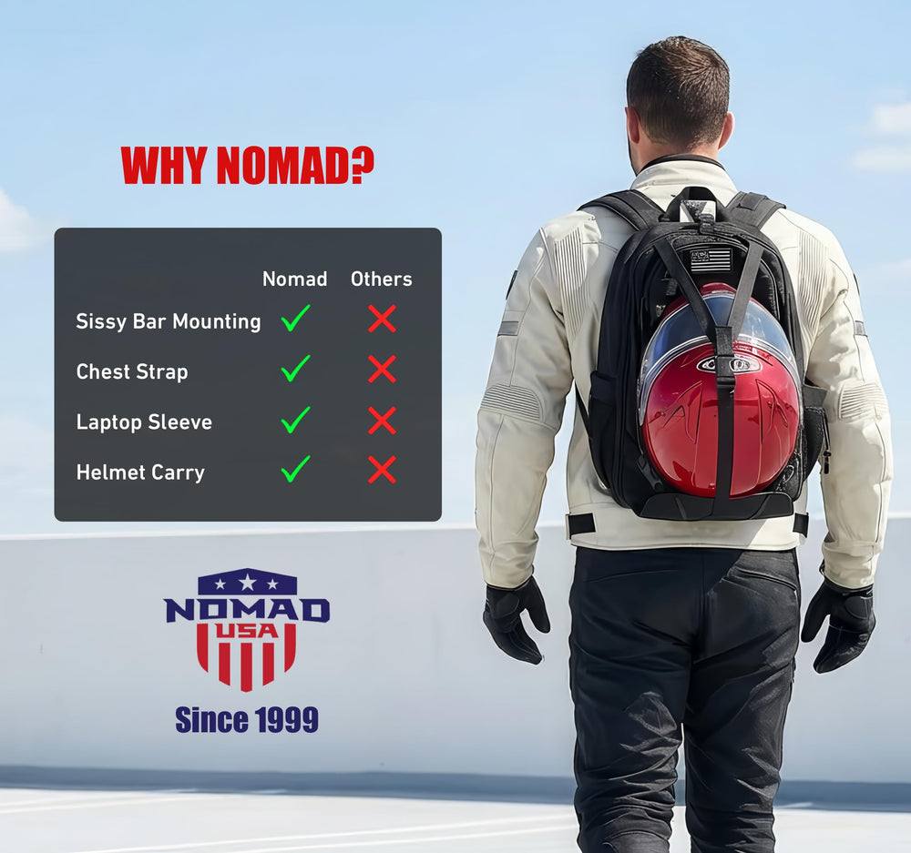 Nomad USA compact multi-use design fits riding gear and daily carry