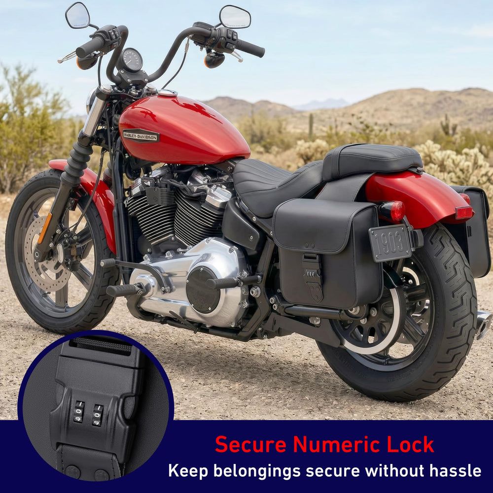 Nomad USA saddlebags quick-release buckles keep gear secure and easy to access.
