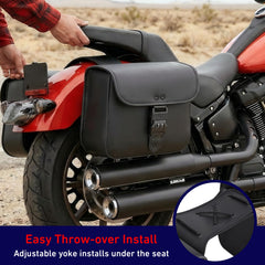 Nomad USA saddlebags adjustable straps install quickly on most bikes.
