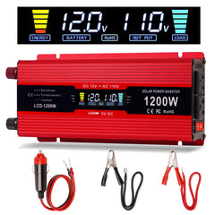 Nomal car power inverter 1200W LCD display shows real-time voltage and load.