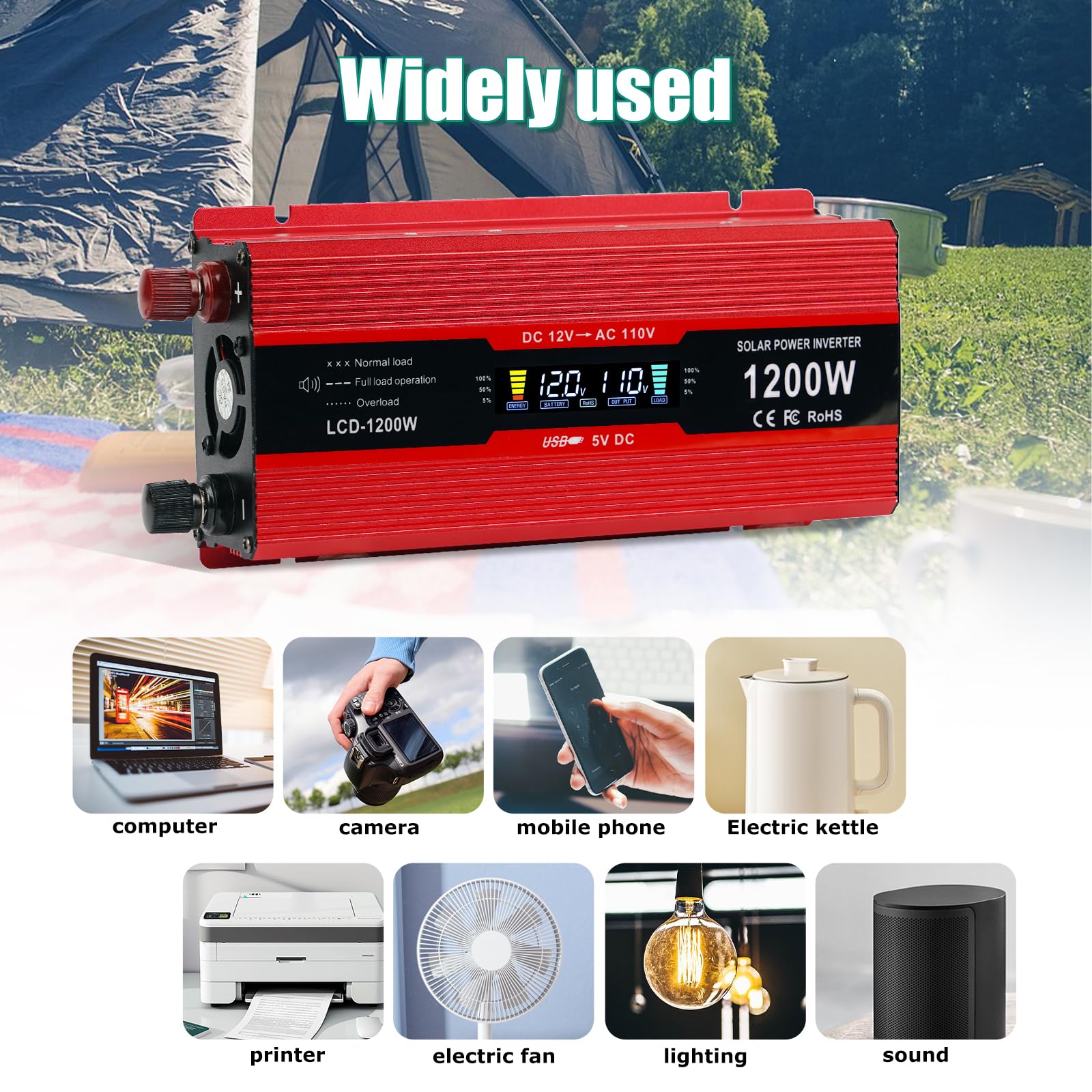 Nomal inverter metal-shell design enhances durability and heat spread.