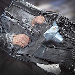Nomiou rain cover material close-up shows PVC-coated fabric and lightweight feel.