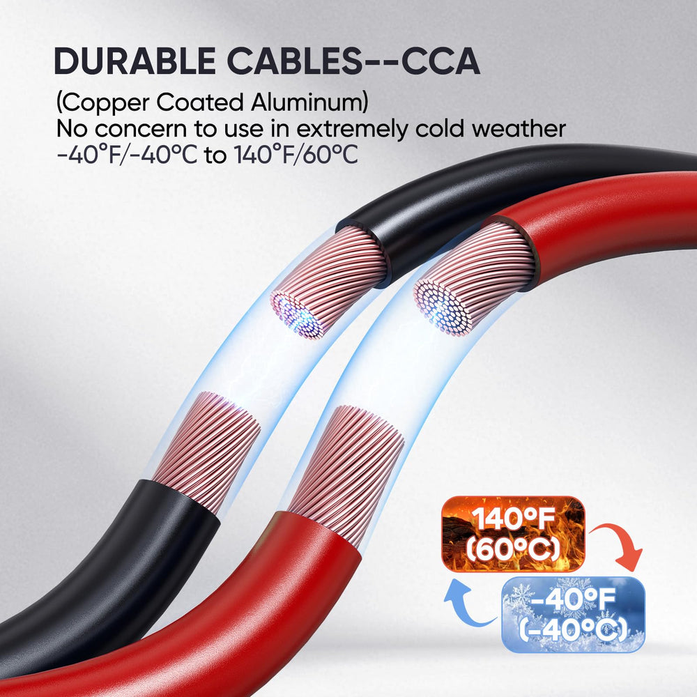 30-foot length reduces tangling and reaches distant batteries safely.