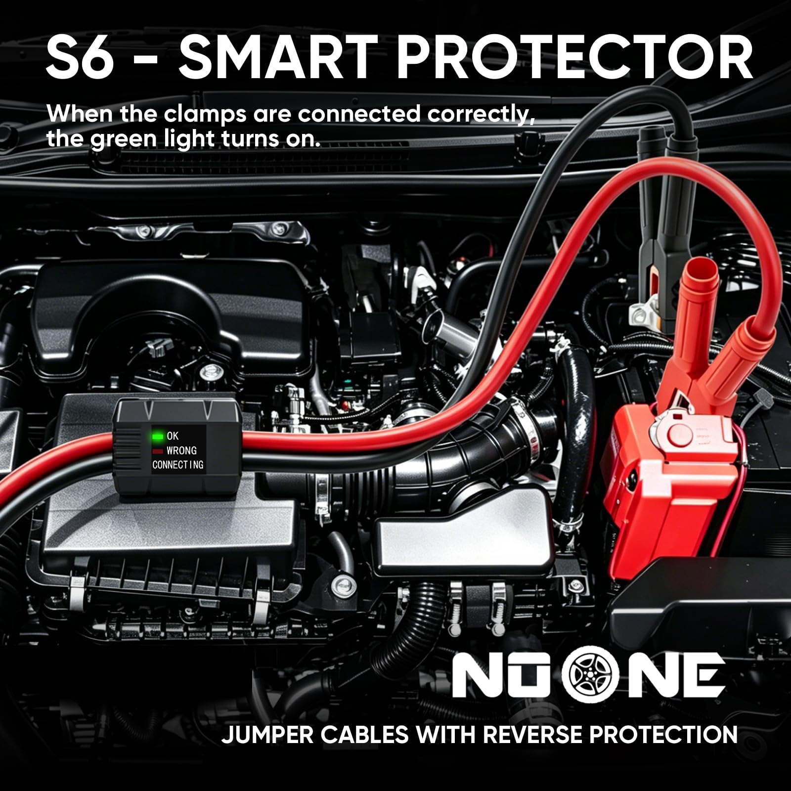 Noone 1000A capability for quick engine starts on a dead battery.