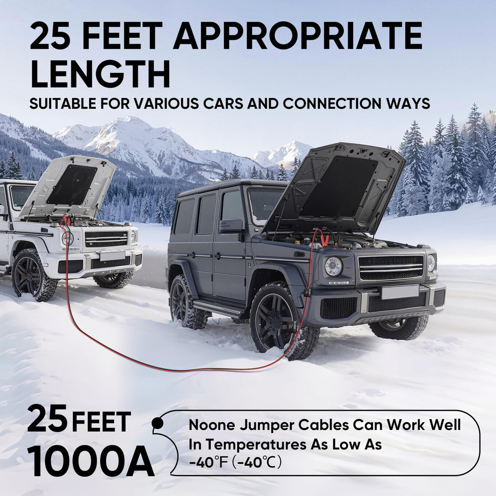 Noone 25ft length enables easy reach between vehicles.