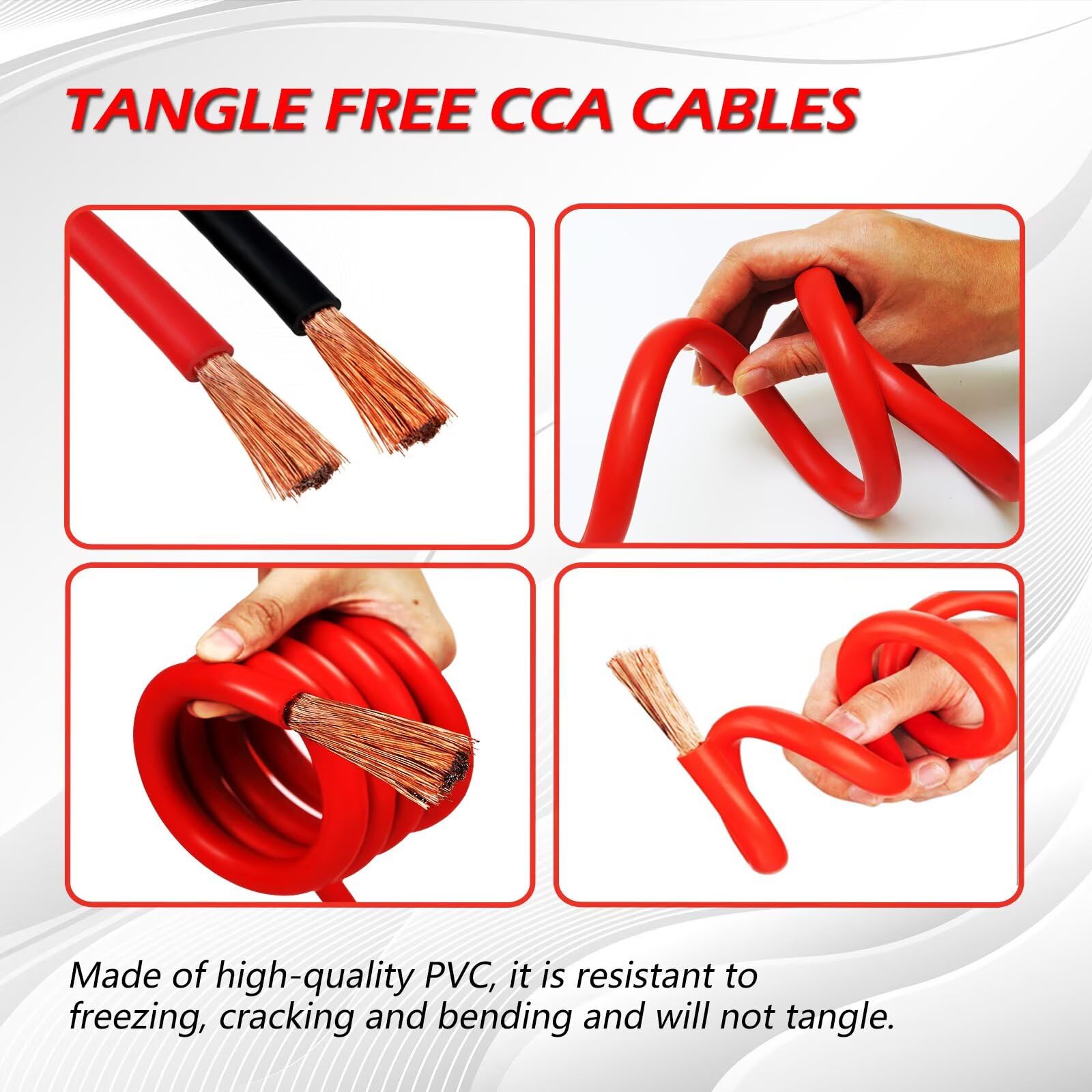 NOONE jumper cables clamps with non-conductive coating for safer connections.