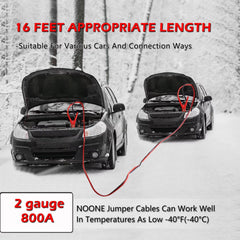 NOONE jumper cables stay tangle-free and flexible in extreme temperatures.