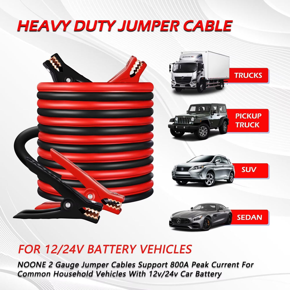 NOONE jumper cables work from -40℉ to 140℉ in all climates.