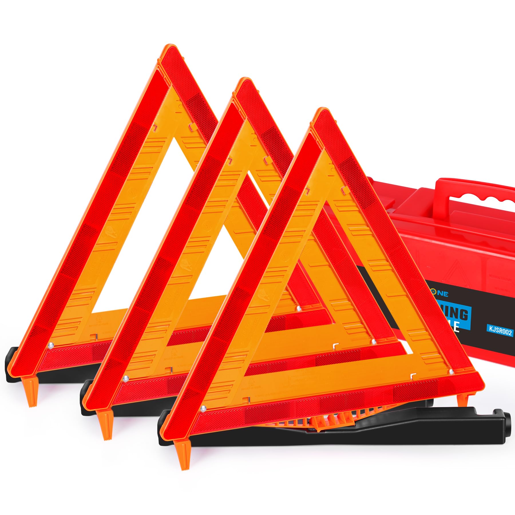 Noone Safety Triangles three-pack foldable for quick roadside signaling