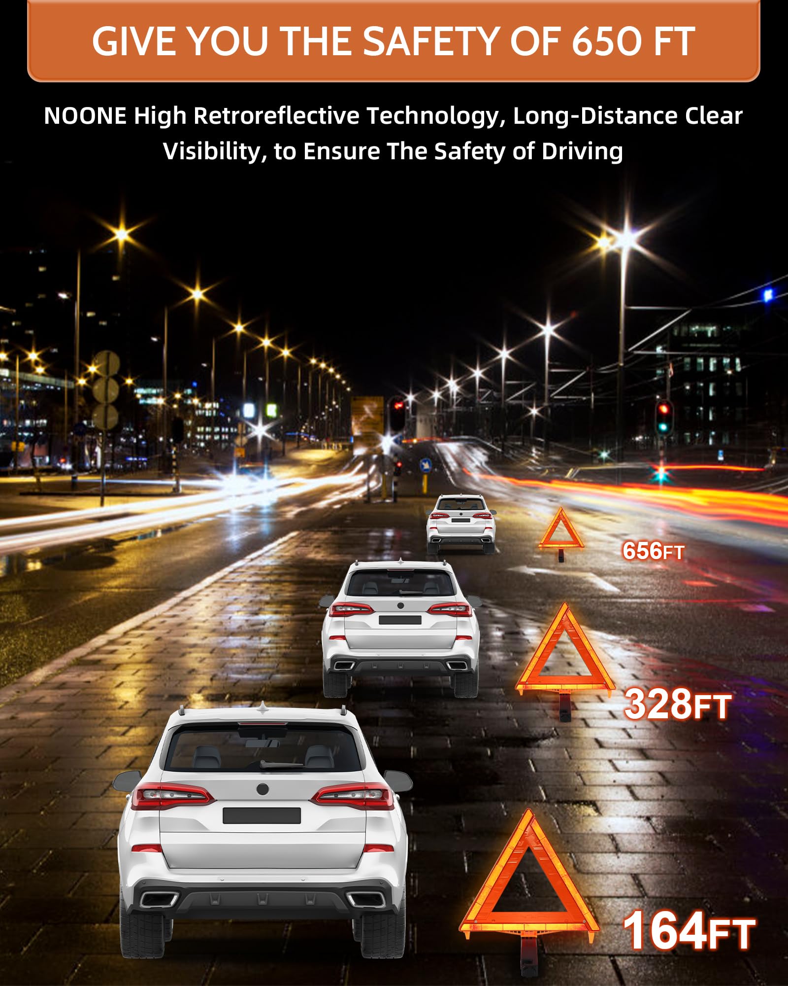 Noone Safety Triangles day and night visibility with reflective panel