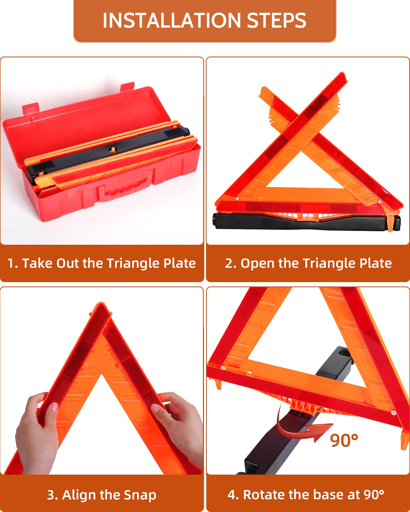 Noone Safety Triangles 17x17 inch reflective panel boosts nighttime visibility