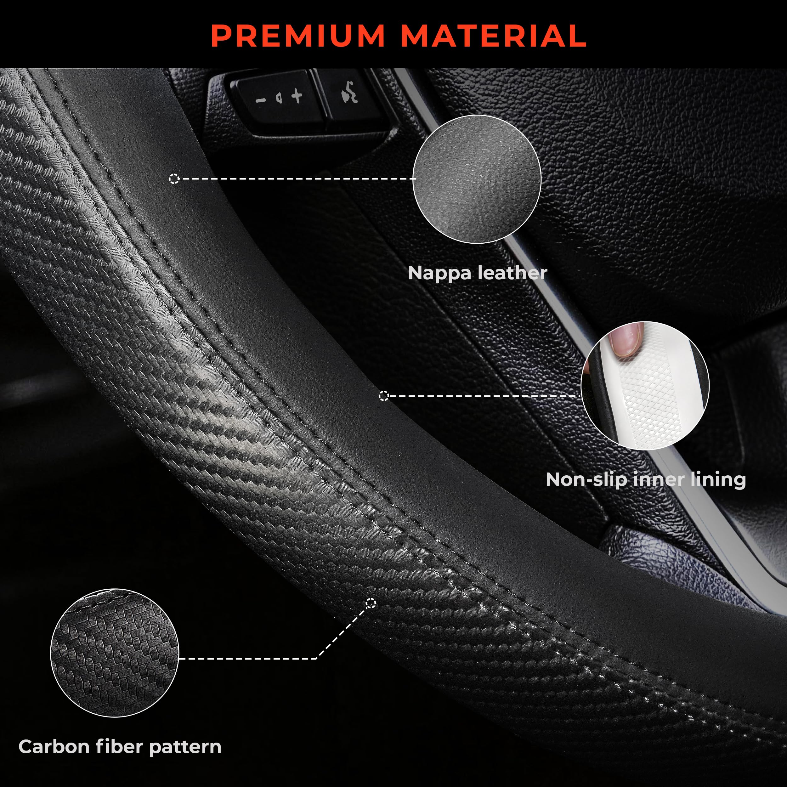Noplkdss steering cover durable material close-up shows quality construction.
