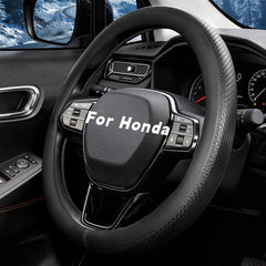 Noplkdss steering wheel cover on Honda Fit top view highlights secure grip and premium styling