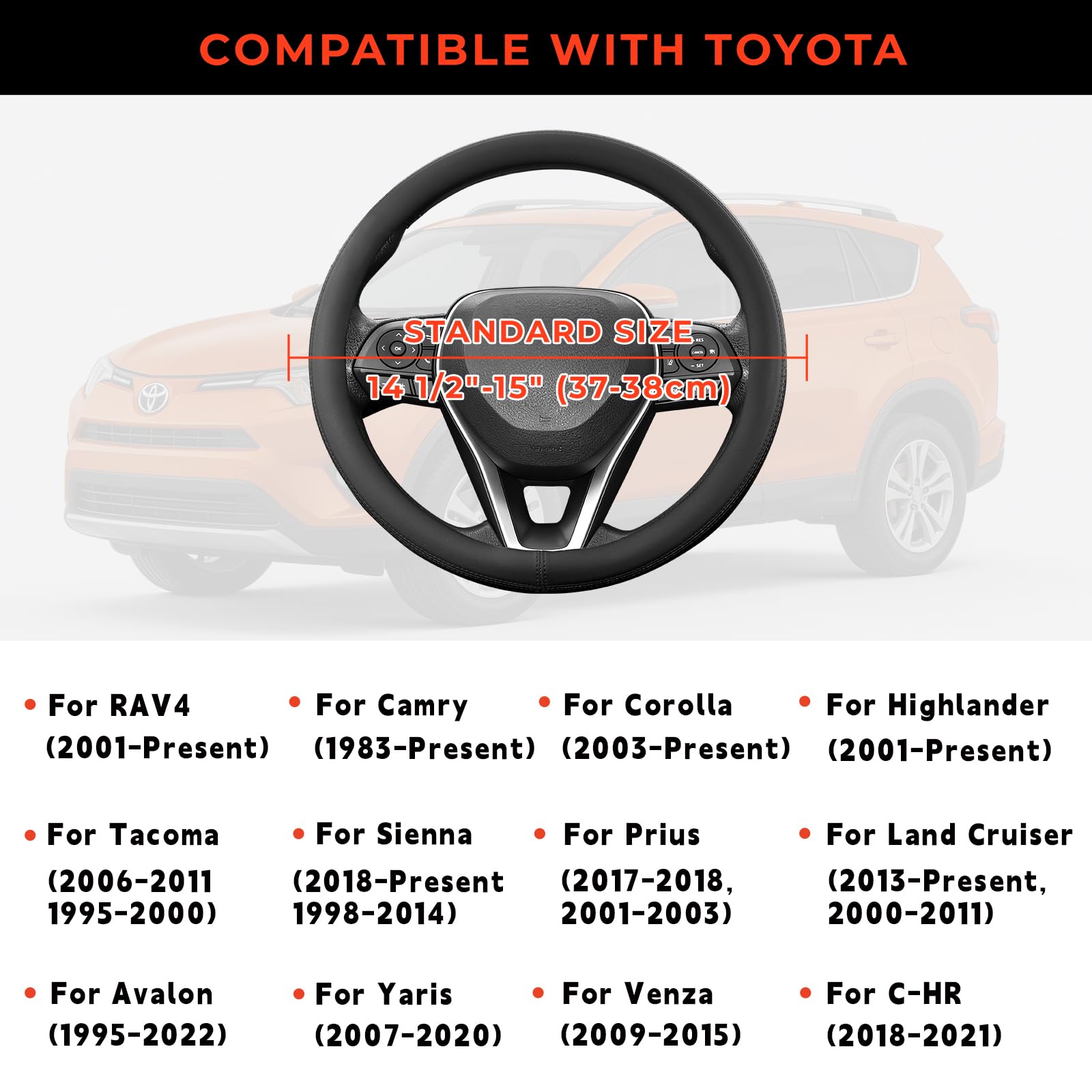 Noplkdss steering cover fits Toyota models with broad compatibility and secure control.