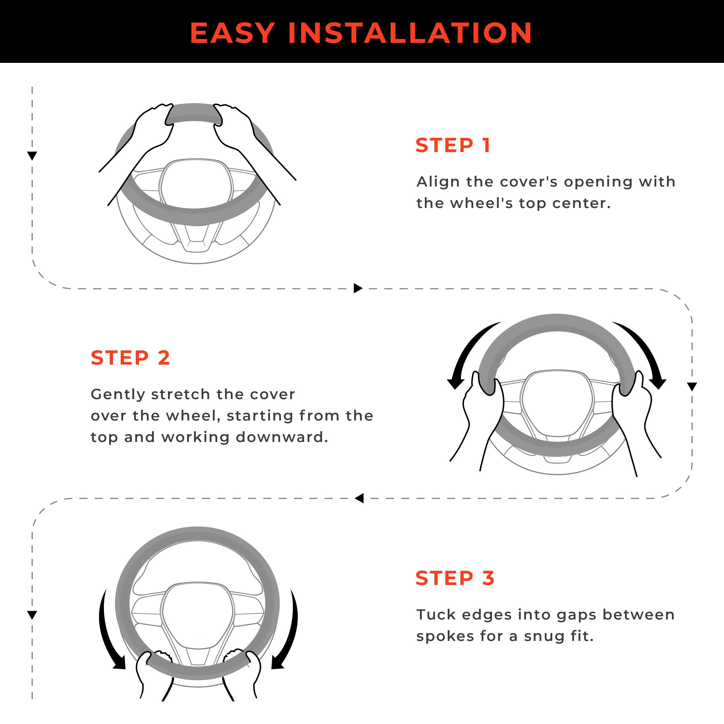 Noplkdss steering cover wrapped wheel view highlights comfortable handling.