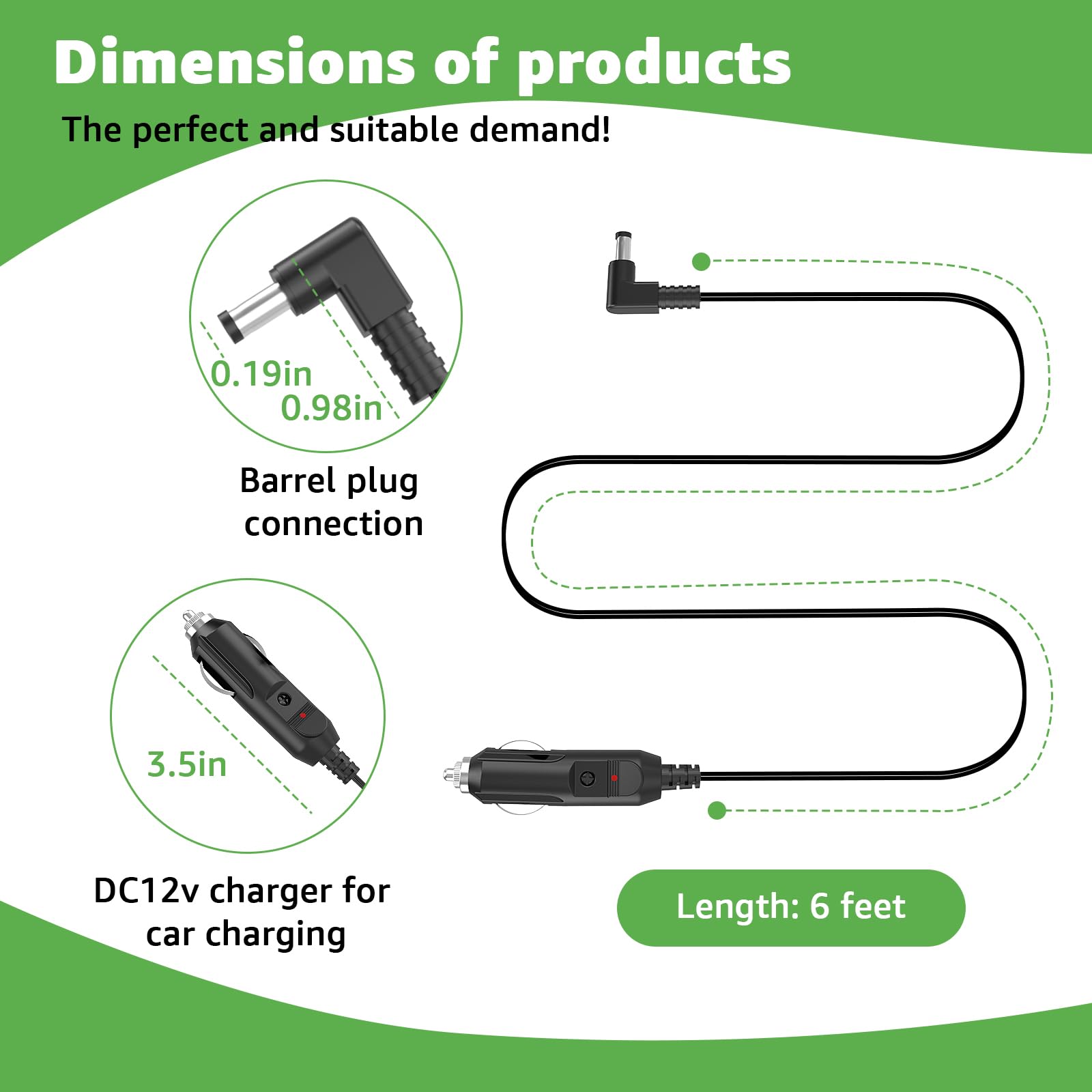 Norward 6ft DC power cord with TowMate compatibility in focus