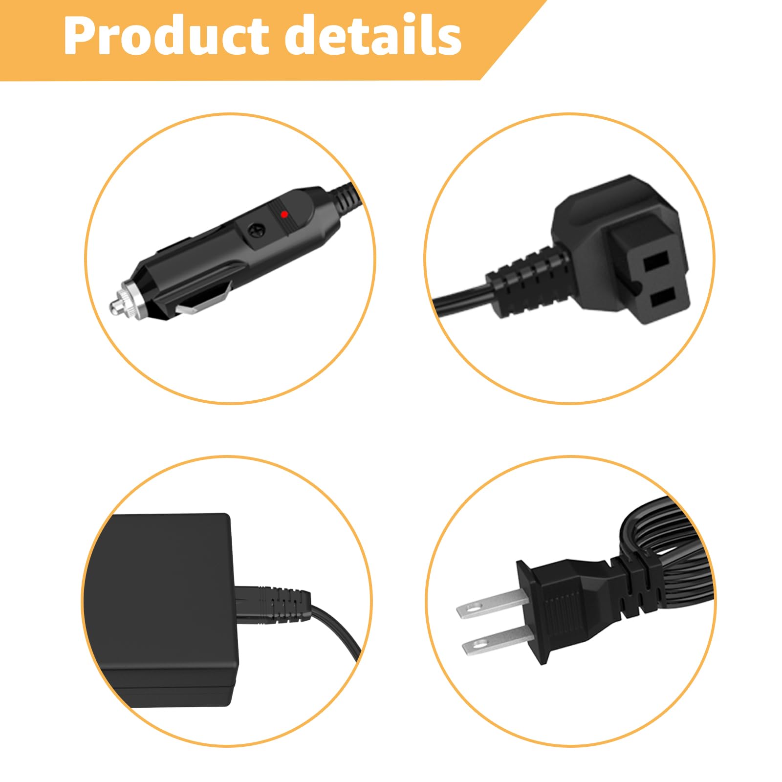 Norward dual cord assembly with 14.5V AC and DC plugs for flexible car fridge use