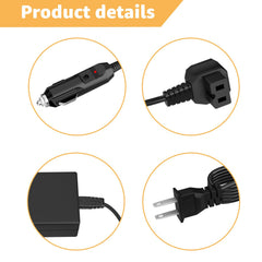 Norward dual cord assembly with 14.5V AC and DC plugs for flexible car fridge use