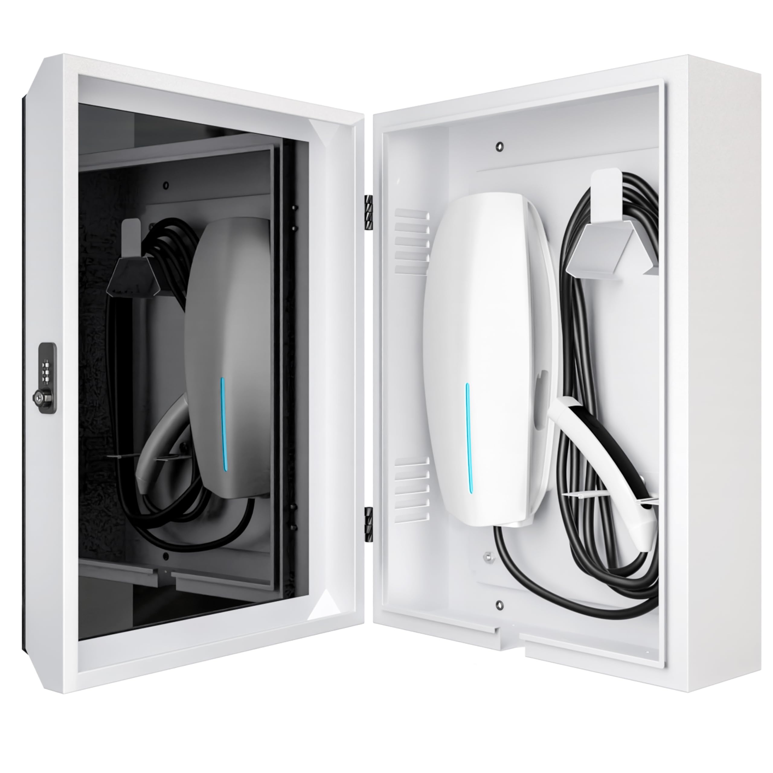 NOTASA Tesla wall charger cover for outdoor installation with weather protection.