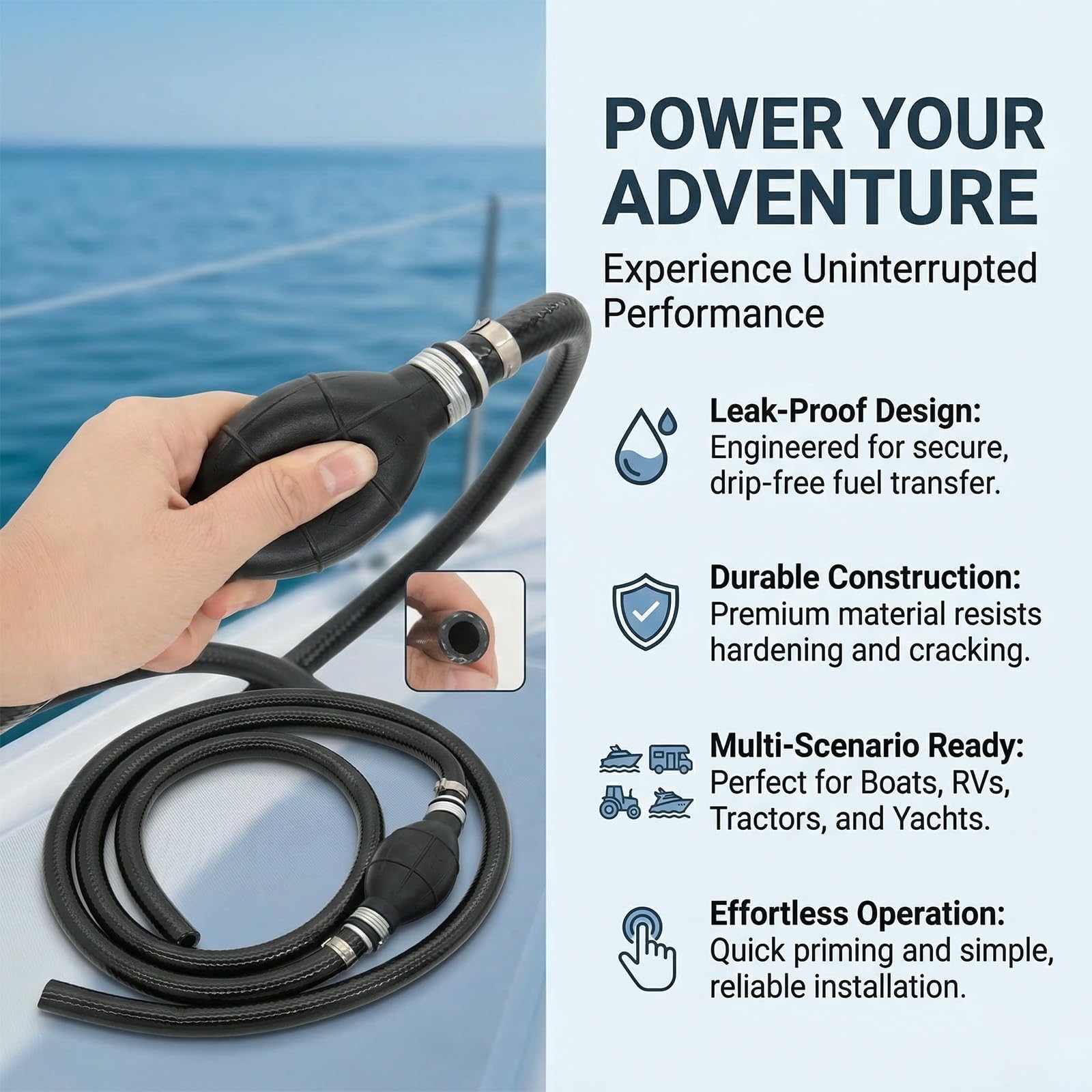 NOTETOUPT alcohol-resistant hose supports long-lasting marine use