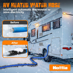 Nottia heated water hose provides freeze protection down to -45°F for reliable winter water.