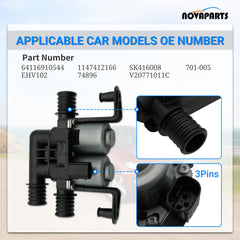 NOVAPARTS HVAC valve assembly side view for BMW, ensures reliable cabin heat control.