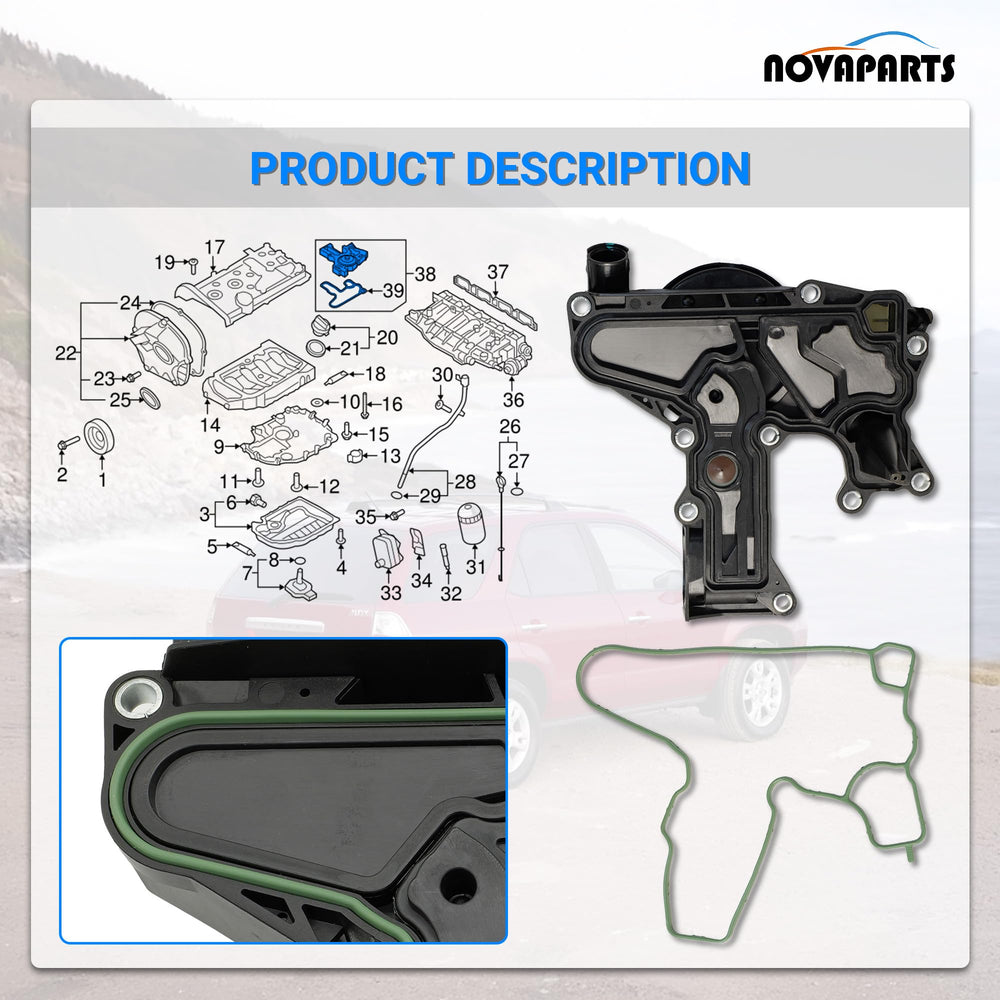 NOVAPARTS part numbers displayed for PCV valve oil separator